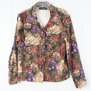Briggs New York Floral Button Up‎ Blazer Womens Petite Medium Retro Cottagecore